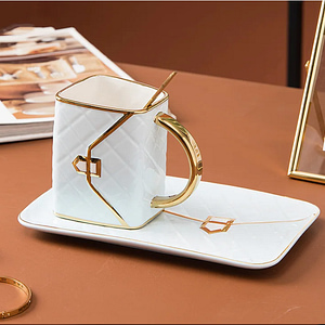 Taza Cerámica Forma Cartera Azul Celeste