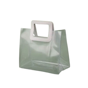 Bolsa Plástica Transparente con Asa Cuadrada Blanca
