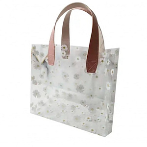 Bolsa Plástica Cuadrada Transparente con Flores