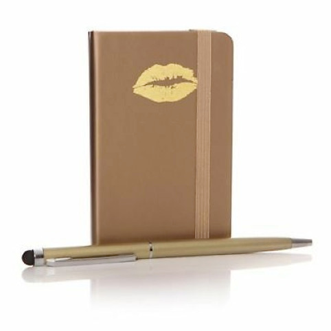 Mini Set de Libreta y Bolígrafo Lips Gold