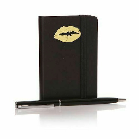 Mini Set de Libreta y Bolígrafo Lips Black