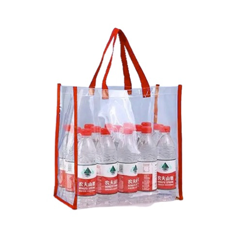 Bolsa Plástica Grande Transparente con Asa y Bordes Rojos - Imagen 2