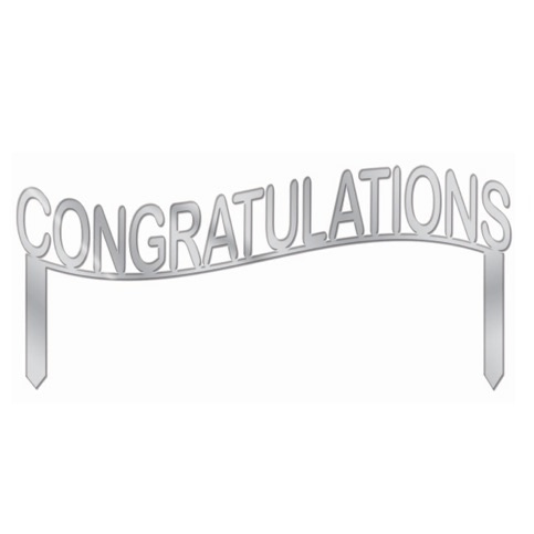 Cake Topper Congratulations Plateado