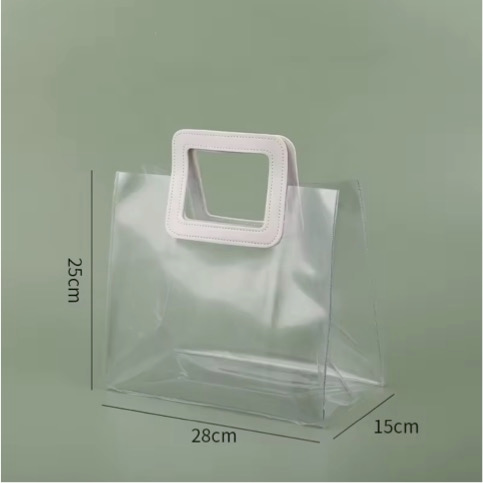 Bolsa Plástica Transparente con Asa Cuadrada Blanca - Imagen 2