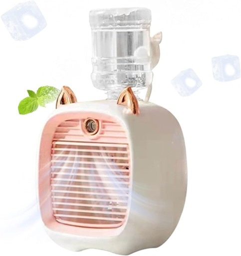 Ventilador Inalámbrico Con Humidificador Color Rosa