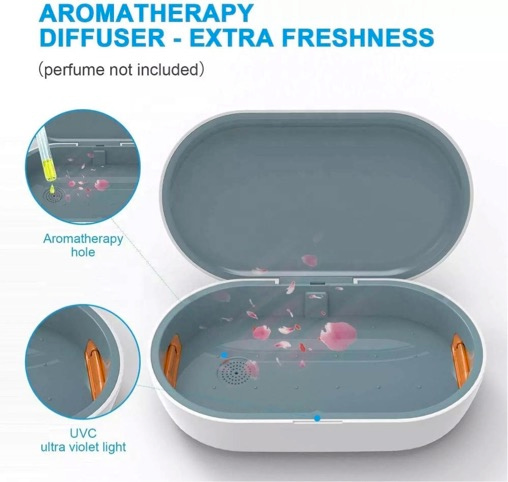 Caja de Esterilización UV-C para Celulares, Llaves, Joyas y Mascarilla con Difusor de Aroma y Cargador - Imagen 6