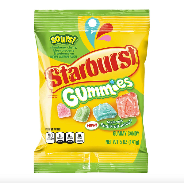 Starburst Gummies Sour Peg Bag