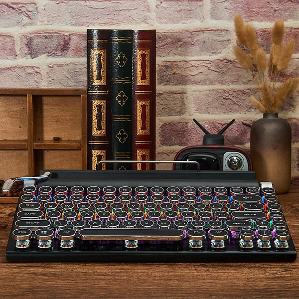 Teclado Retro Con Luces Color Negro y Plateado - Imagen 2
