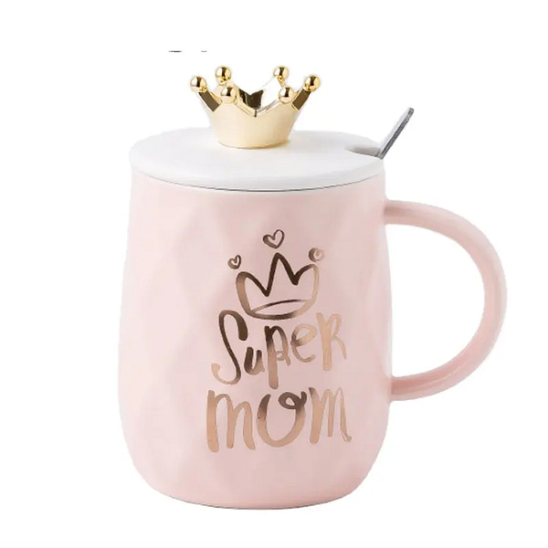 Taza de Cerámica Rosa Super Mom con Tapa - Imagen 5