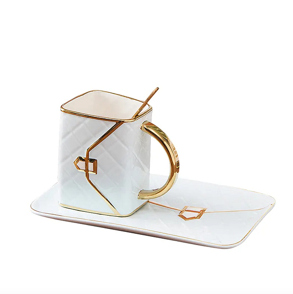Taza Cerámica Forma Cartera Azul Celeste - Imagen 2